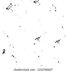Abstract black and white vector background. Monochrome vintage surface with dirty pattern in cracks, spots, dots. Old painted wall in dark horror style design. Grunge overlay layer.