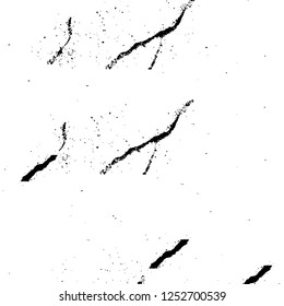 Abstract black and white vector background. Monochrome vintage surface with dirty pattern in cracks, spots, dots. Old painted wall in dark horror style design. Grunge overlay layer.