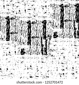 Abstract black and white vector background. Monochrome vintage surface with dirty pattern in cracks, spots, dots. Old painted wall in dark horror style design. Grunge overlay layer.