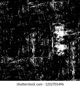 Abstract black and white vector background. Monochrome vintage surface with dirty pattern in cracks, spots, dots. Old painted wall in dark horror style design. Grunge overlay layer.