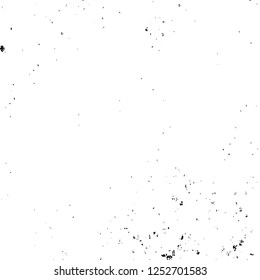 Abstract black and white vector background. Monochrome vintage surface with dirty pattern in cracks, spots, dots. Old painted wall in dark horror style design. Grunge overlay layer.