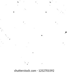 Abstract black and white vector background. Monochrome vintage surface with dirty pattern in cracks, spots, dots. Old painted wall in dark horror style design. Grunge overlay layer.