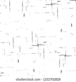 Abstract black and white vector background. Monochrome vintage surface with dirty pattern in cracks, spots, dots. Old painted wall in dark horror style design. Grunge overlay layer.