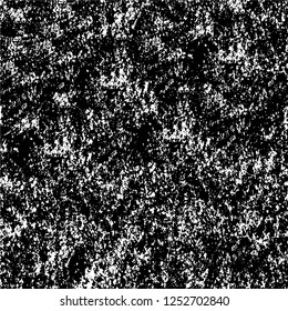 Abstract black and white vector background. Monochrome vintage surface with dirty pattern in cracks, spots, dots. Old painted wall in dark horror style design. Grunge overlay layer.