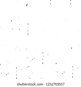 Abstract black and white vector background. Monochrome vintage surface with dirty pattern in cracks, spots, dots. Old painted wall in dark horror style design. Grunge overlay layer.
