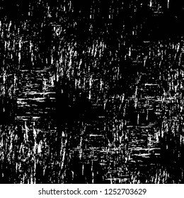 Abstract black and white vector background. Monochrome vintage surface with dirty pattern in cracks, spots, dots. Old painted wall in dark horror style design. Grunge overlay layer.