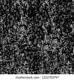 Abstract black and white vector background. Monochrome vintage surface with dirty pattern in cracks, spots, dots. Old painted wall in dark horror style design. Grunge overlay layer.
