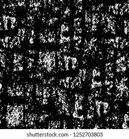 Abstract black and white vector background. Monochrome vintage surface with dirty pattern in cracks, spots, dots. Old painted wall in dark horror style design. Grunge overlay layer.