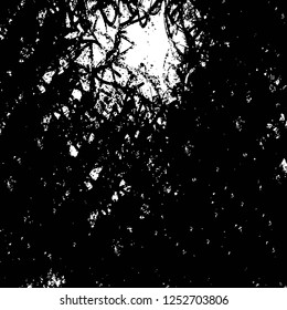 Abstract black and white vector background. Monochrome vintage surface with dirty pattern in cracks, spots, dots. Old painted wall in dark horror style design. Grunge overlay layer.