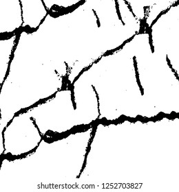 Abstract black and white vector background. Monochrome vintage surface with dirty pattern in cracks, spots, dots. Old painted wall in dark horror style design. Grunge overlay layer.