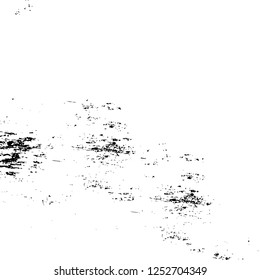 Abstract black and white vector background. Monochrome vintage surface with dirty pattern in cracks, spots, dots. Old painted wall in dark horror style design. Grunge overlay layer.
