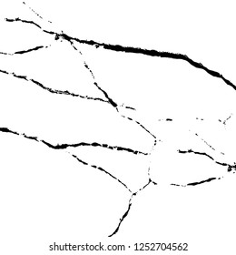 Abstract black and white vector background. Monochrome vintage surface with dirty pattern in cracks, spots, dots. Old painted wall in dark horror style design. Grunge overlay layer.