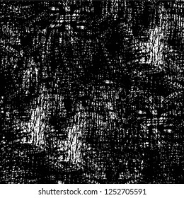 Abstract black and white vector background. Monochrome vintage surface with dirty pattern in cracks, spots, dots. Old painted wall in dark horror style design. Grunge overlay layer.