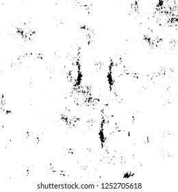 Abstract black and white vector background. Monochrome vintage surface with dirty pattern in cracks, spots, dots. Old painted wall in dark horror style design. Grunge overlay layer.