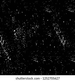 Abstract black and white vector background. Monochrome vintage surface with dirty pattern in cracks, spots, dots. Old painted wall in dark horror style design. Grunge overlay layer.