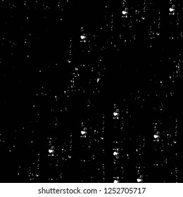Abstract black and white vector background. Monochrome vintage surface with dirty pattern in cracks, spots, dots. Old painted wall in dark horror style design. Grunge overlay layer.
