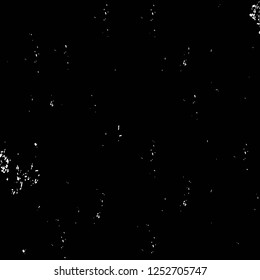 Abstract black and white vector background. Monochrome vintage surface with dirty pattern in cracks, spots, dots. Old painted wall in dark horror style design. Grunge overlay layer.