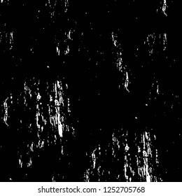Abstract black and white vector background. Monochrome vintage surface with dirty pattern in cracks, spots, dots. Old painted wall in dark horror style design. Grunge overlay layer.