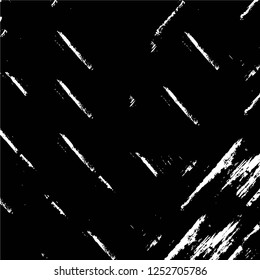 Abstract black and white vector background. Monochrome vintage surface with dirty pattern in cracks, spots, dots. Old painted wall in dark horror style design. Grunge overlay layer.