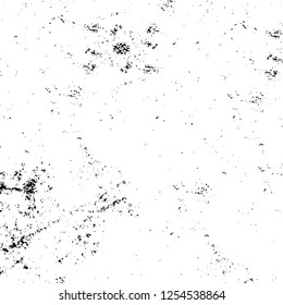 Abstract black and white vector background. Monochrome vintage surface with dirty pattern in cracks, spots, dots. Old painted wall in dark horror style design. Grunge overlay layer.