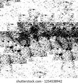 Abstract black and white vector background. Monochrome vintage surface with dirty pattern in cracks, spots, dots. Old painted wall in dark horror style design. Grunge overlay layer.