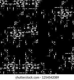 Abstract black and white vector background. Monochrome vintage surface with dirty pattern in cracks, spots, dots. Old painted wall in dark horror style design. Grunge overlay layer.