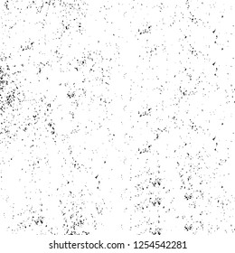 Abstract black and white vector background. Monochrome vintage surface with dirty pattern in cracks, spots, dots. Old painted wall in dark horror style design. Grunge overlay layer.