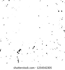 Abstract black and white vector background. Monochrome vintage surface with dirty pattern in cracks, spots, dots. Old painted wall in dark horror style design. Grunge overlay layer.
