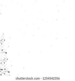 Abstract black and white vector background. Monochrome vintage surface with dirty pattern in cracks, spots, dots. Old painted wall in dark horror style design. Grunge overlay layer.