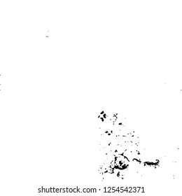 Abstract black and white vector background. Monochrome vintage surface with dirty pattern in cracks, spots, dots. Old painted wall in dark horror style design. Grunge overlay layer.
