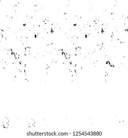Abstract black and white vector background. Monochrome vintage surface with dirty pattern in cracks, spots, dots. Old painted wall in dark horror style design. Grunge overlay layer.