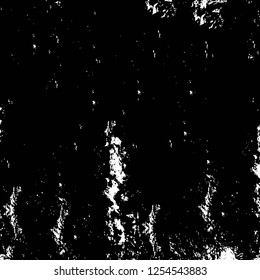Abstract black and white vector background. Monochrome vintage surface with dirty pattern in cracks, spots, dots. Old painted wall in dark horror style design. Grunge overlay layer.