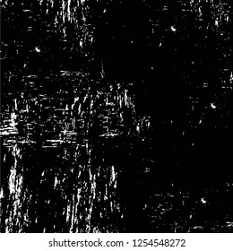 Abstract black and white vector background. Monochrome vintage surface with dirty pattern in cracks, spots, dots. Old painted wall in dark horror style design. Grunge overlay layer.