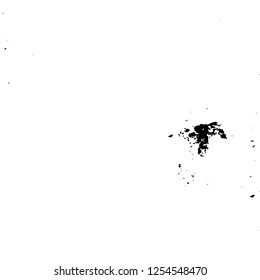 Abstract black and white vector background. Monochrome vintage surface with dirty pattern in cracks, spots, dots. Old painted wall in dark horror style design. Grunge overlay layer.
