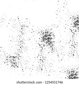 Abstract black and white vector background. Monochrome vintage surface with dirty pattern in cracks, spots, dots. Old painted wall in dark horror style design. Grunge overlay layer.