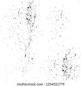 Abstract black and white vector background. Monochrome vintage surface with dirty pattern in cracks, spots, dots. Old painted wall in dark horror style design. Grunge overlay layer.