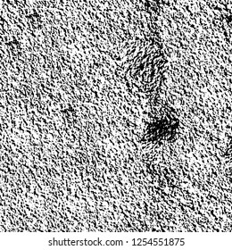 Abstract black and white vector background. Monochrome vintage surface with dirty pattern in cracks, spots, dots. Old painted wall in dark horror style design. Grunge overlay layer.