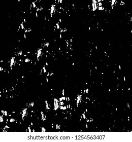 Abstract black and white vector background. Monochrome vintage surface with dirty pattern in cracks, spots, dots. Old painted wall in dark horror style design. Grunge overlay layer.