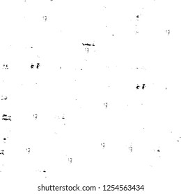 Abstract black and white vector background. Monochrome vintage surface with dirty pattern in cracks, spots, dots. Old painted wall in dark horror style design. Grunge overlay layer.