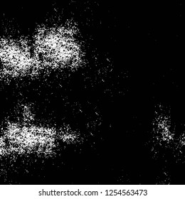 Abstract black and white vector background. Monochrome vintage surface with dirty pattern in cracks, spots, dots. Old painted wall in dark horror style design. Grunge overlay layer.