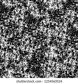 Abstract black and white vector background. Monochrome vintage surface with dirty pattern in cracks, spots, dots. Old painted wall in dark horror style design. Grunge overlay layer.