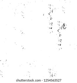 Abstract black and white vector background. Monochrome vintage surface with dirty pattern in cracks, spots, dots. Old painted wall in dark horror style design. Grunge overlay layer.