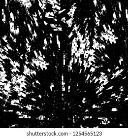 Abstract black and white vector background. Monochrome vintage surface with dirty pattern in cracks, spots, dots. Old painted wall in dark horror style design. Grunge overlay layer.