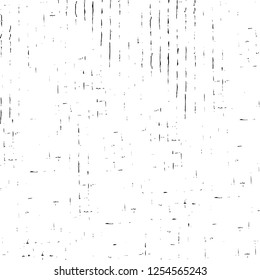 Abstract black and white vector background. Monochrome vintage surface with dirty pattern in cracks, spots, dots. Old painted wall in dark horror style design. Grunge overlay layer.