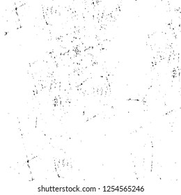 Abstract black and white vector background. Monochrome vintage surface with dirty pattern in cracks, spots, dots. Old painted wall in dark horror style design. Grunge overlay layer.