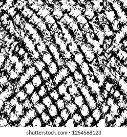 Abstract black and white vector background. Monochrome vintage surface with dirty pattern in cracks, spots, dots. Old painted wall in dark horror style design. Grunge overlay layer.