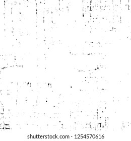 Abstract black and white vector background. Monochrome vintage surface with dirty pattern in cracks, spots, dots. Old painted wall in dark horror style design. Grunge overlay layer.