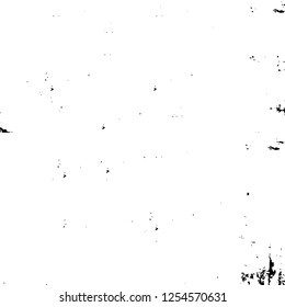 Abstract black and white vector background. Monochrome vintage surface with dirty pattern in cracks, spots, dots. Old painted wall in dark horror style design. Grunge overlay layer.