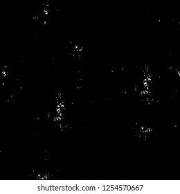 Abstract black and white vector background. Monochrome vintage surface with dirty pattern in cracks, spots, dots. Old painted wall in dark horror style design. Grunge overlay layer.