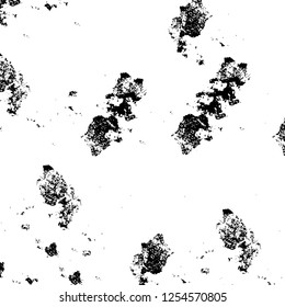 Abstract black and white vector background. Monochrome vintage surface with dirty pattern in cracks, spots, dots. Old painted wall in dark horror style design. Grunge overlay layer.